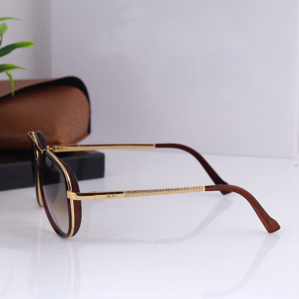 JUO INDIA Classic Square 4414 sunglasses – gold frame with brown UV 400 lens
