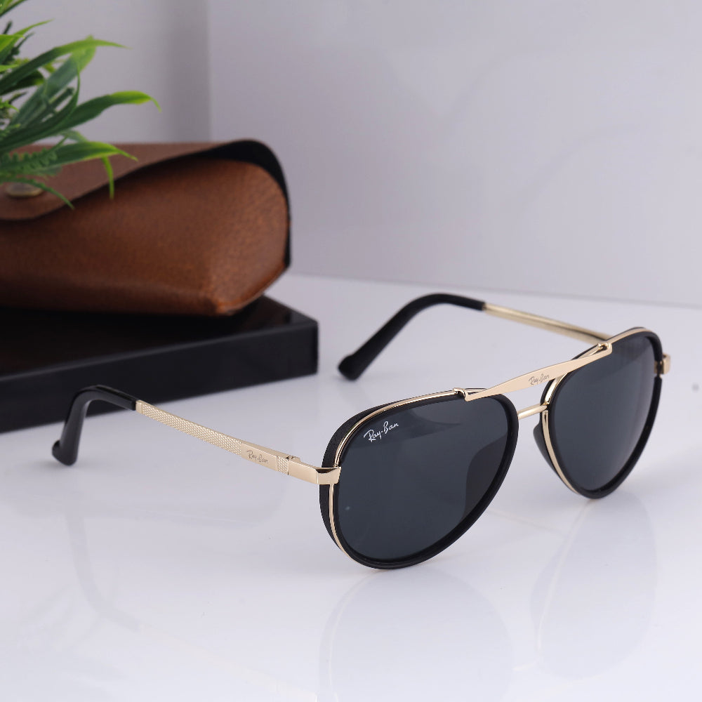 JUO INDIA Classic Square 4414 sunglasses – gold frame with black UV 400 lens
