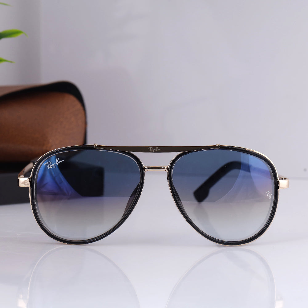 JUO INDIA Classic Square 4414 sunglasses – gold frame with blue DC lens
