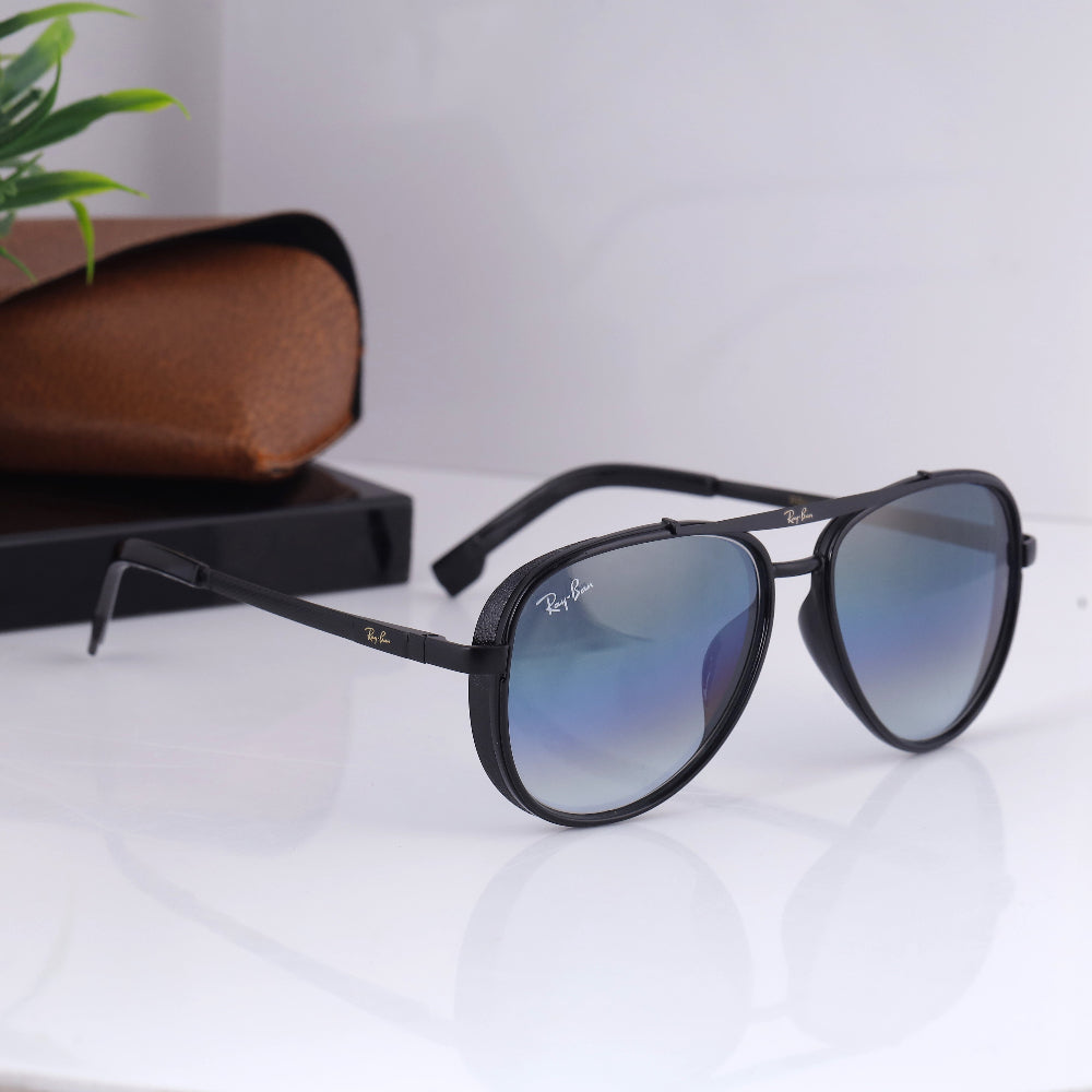 JUO INDIA Classic Square 4414 sunglasses – black frame with blue DC lens
