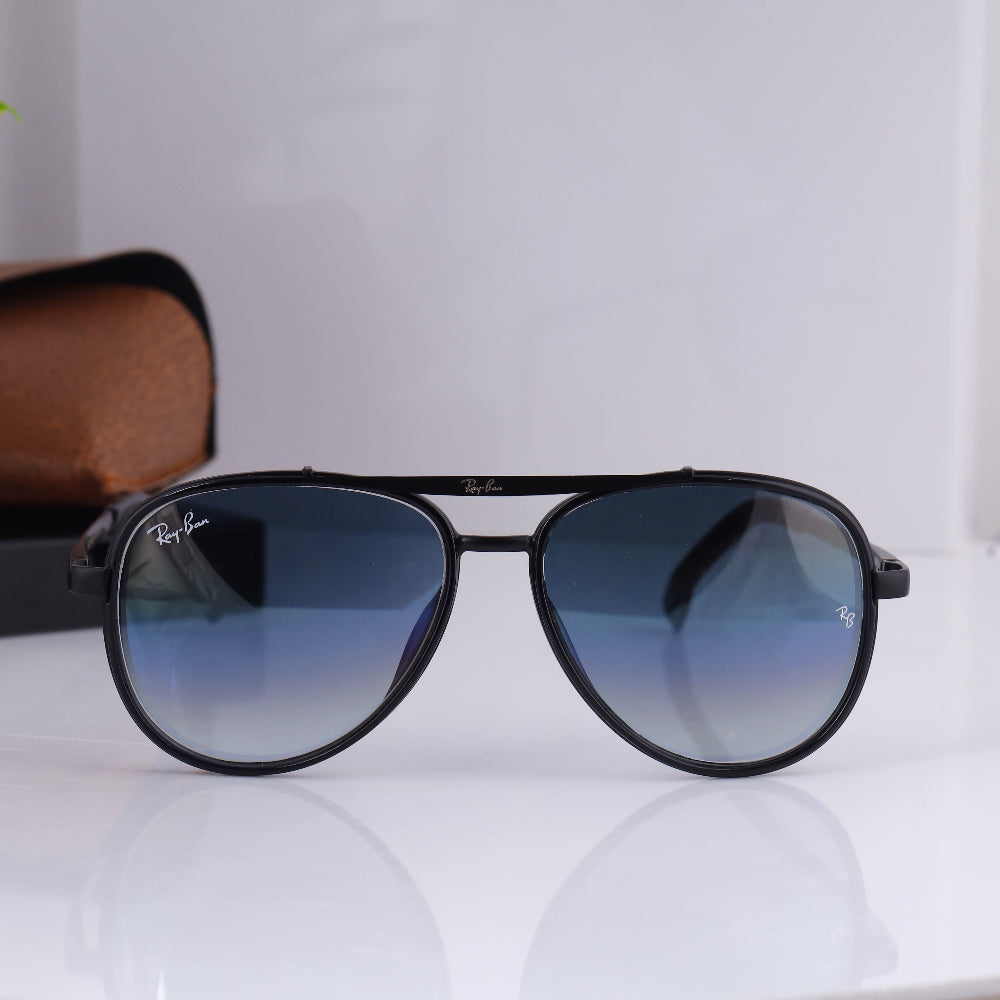 JUO INDIA Classic Square 4414 sunglasses – black frame with blue DC lens
