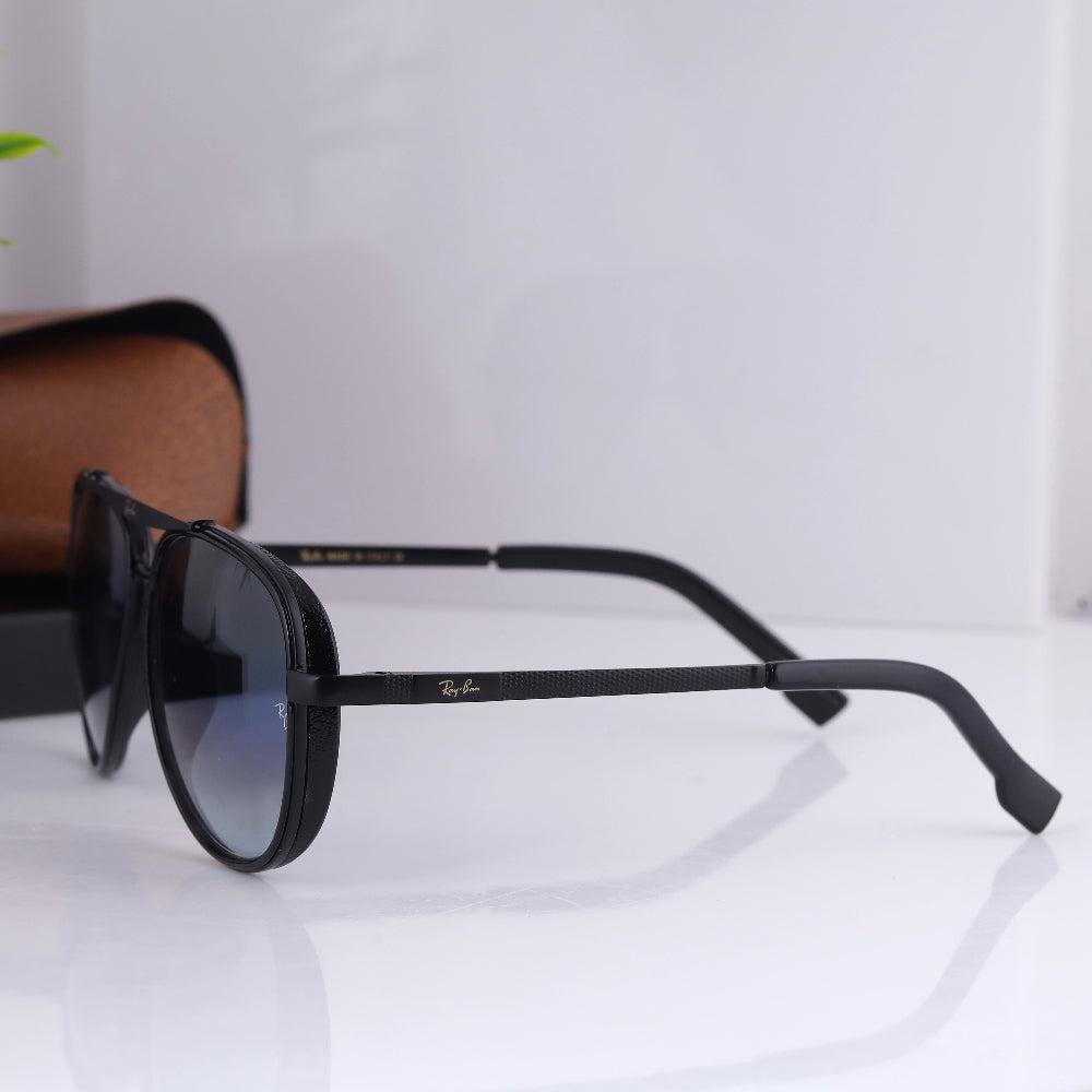 JUO INDIA Classic Square 4414 sunglasses – black frame with blue DC lens
