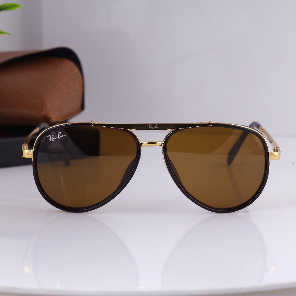 JUO INDIA Classic Square 4414 sunglasses – gold frame with brown UV 400 lens
