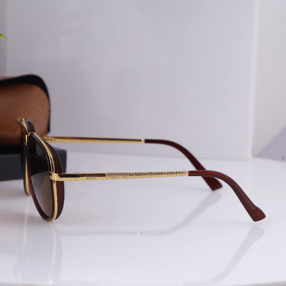 JUO INDIA Classic Square 4414 sunglasses – gold frame with brown UV 400 lens
