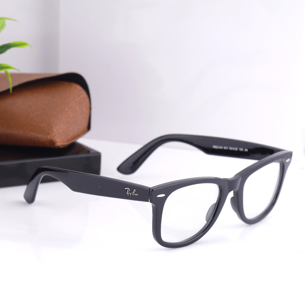 JUO INDIA Classic Square 214O sunglasses – black shining frame with clear lens
