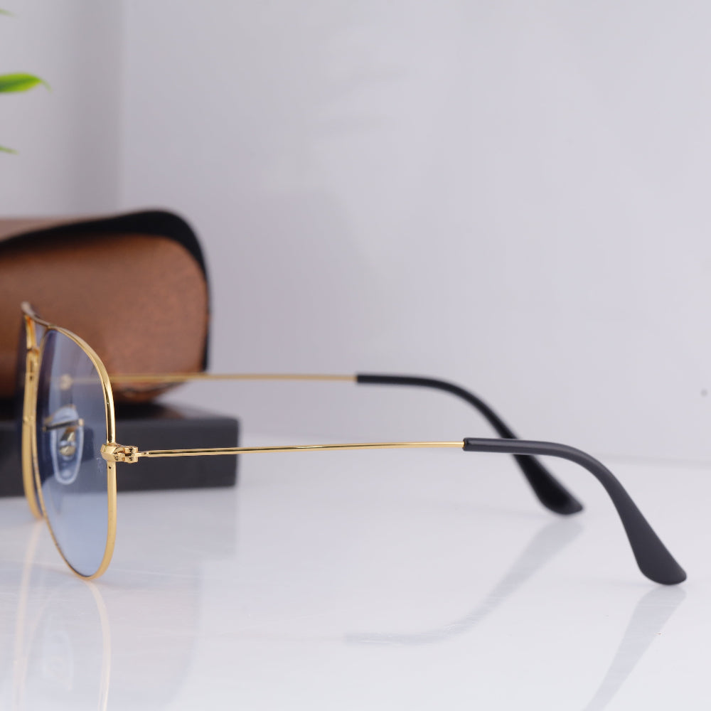 JUO INDIA Classic Pilot 3O26 sunglasses – gold frame with light blue night vision lens
