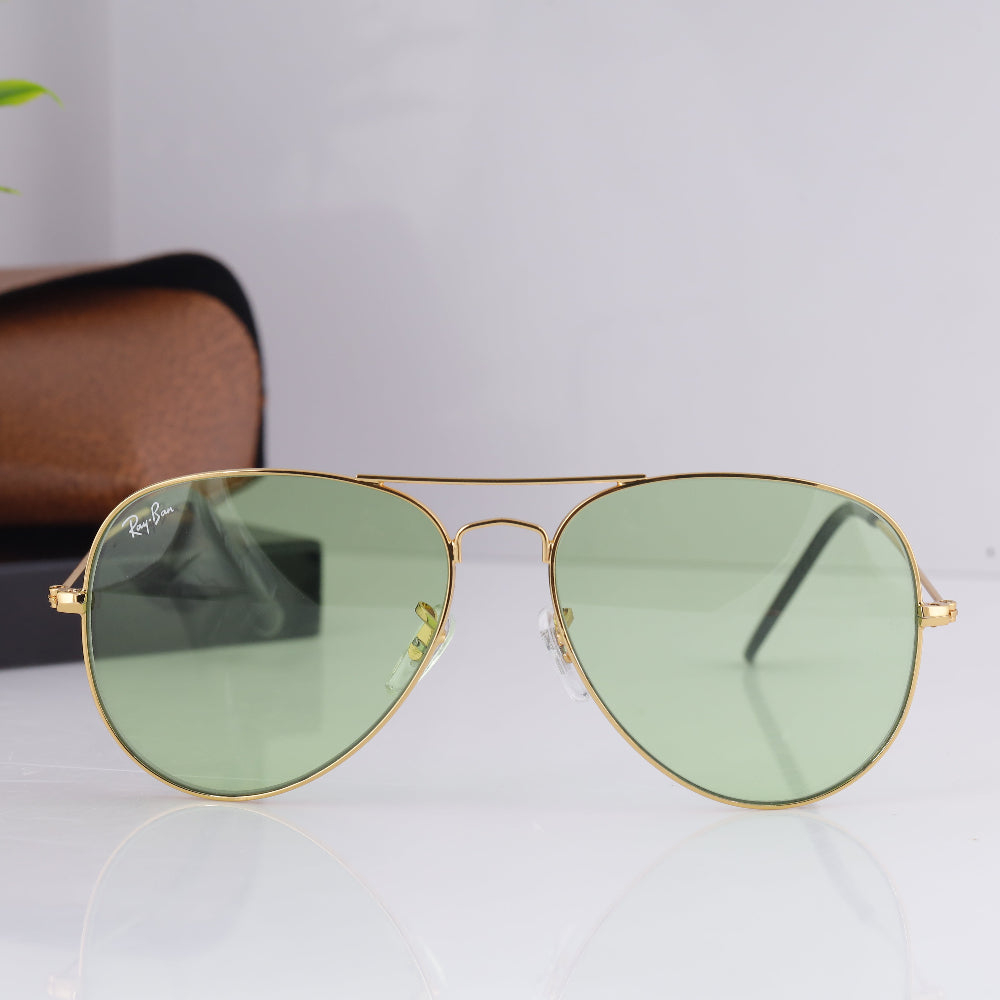 JUO INDIA Classic Pilot 3O26 sunglasses – gold frame with light green night vision lens
