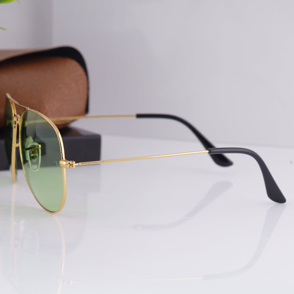 JUO INDIA Classic Pilot 3O26 sunglasses – gold frame with light green night vision lens
