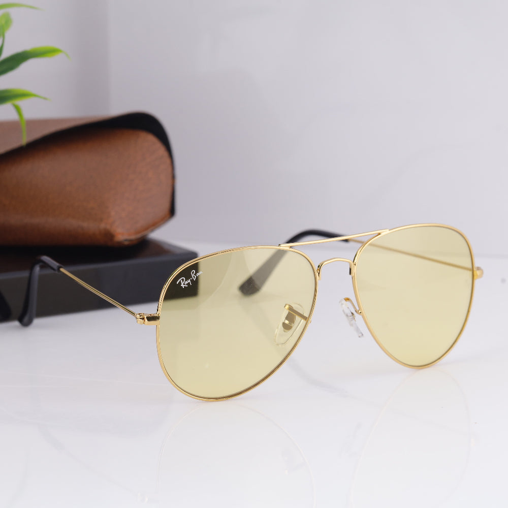 Classic Pilot 3026 Gold-Yellow Night Vision Sunglass with gold frame and yellow lenses from JUO INDIA.
