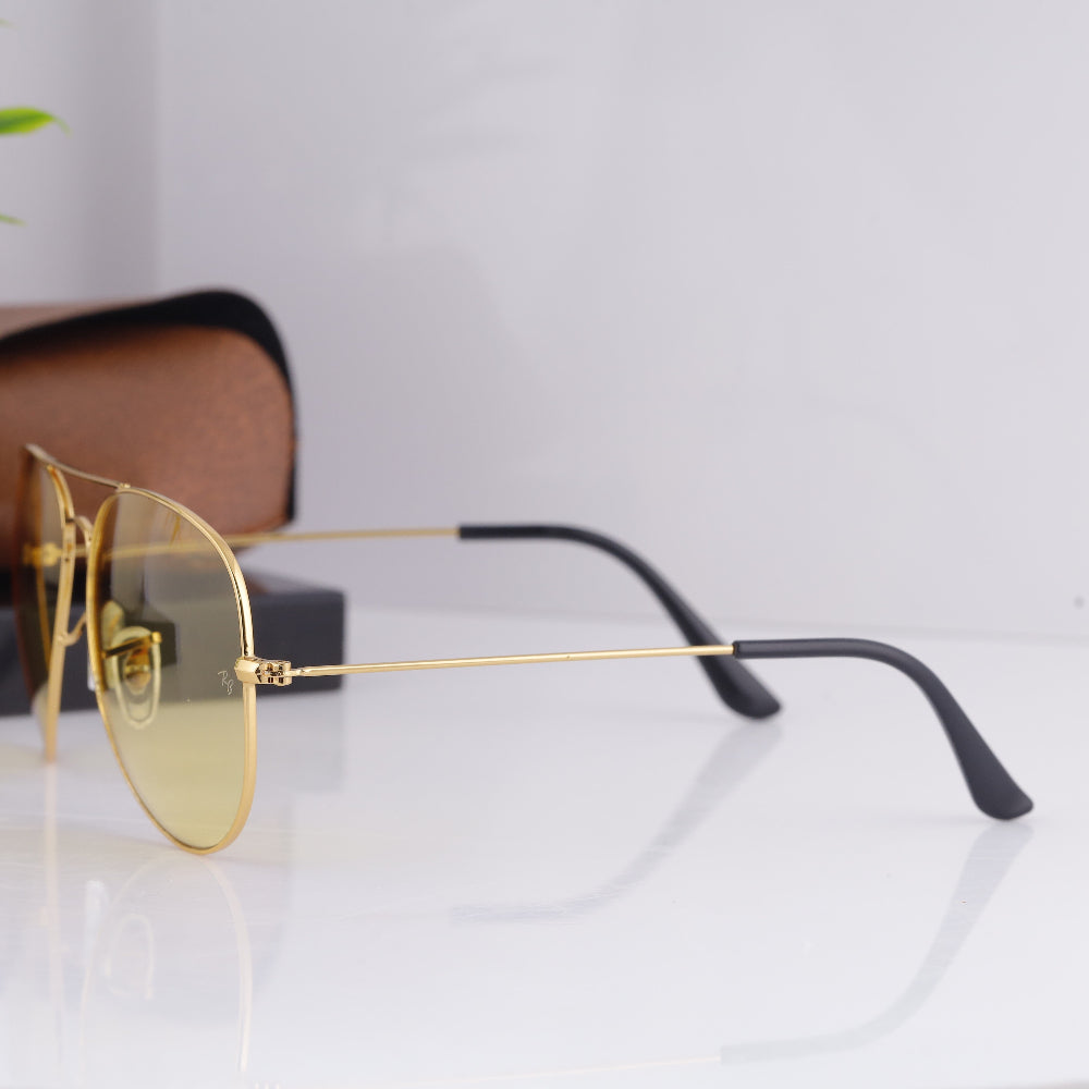 Classic Pilot 3026 Gold-Yellow Night Vision Sunglass with gold frame and yellow lenses from JUO INDIA.
