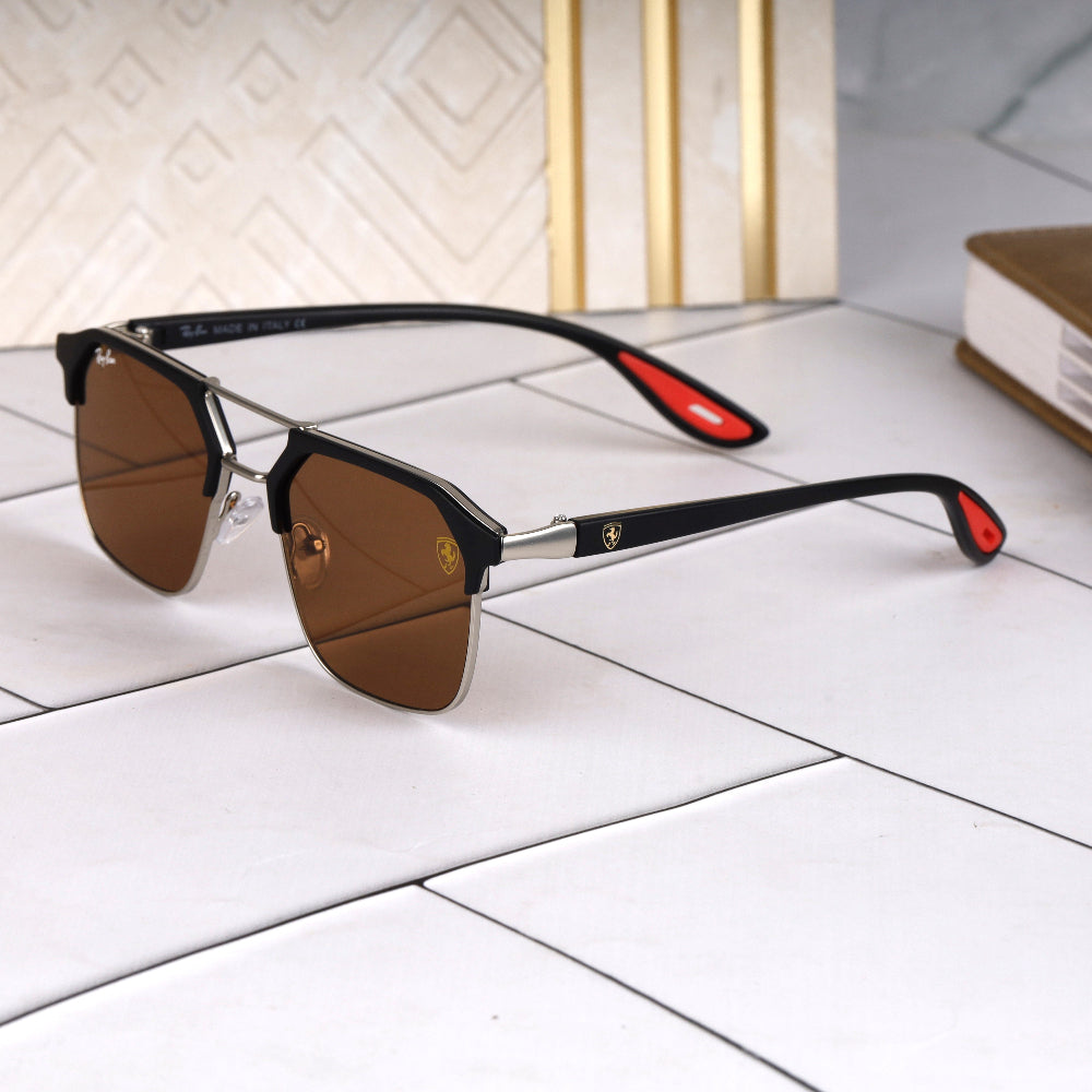 Classic Square O4 Brown-Brown Sunglass with brown frame and UV 400 protection from JUO INDIA.
