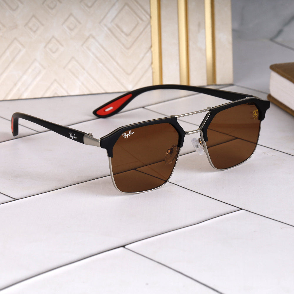 Classic Square O4 Brown-Brown Sunglass with brown frame and UV 400 protection from JUO INDIA.
