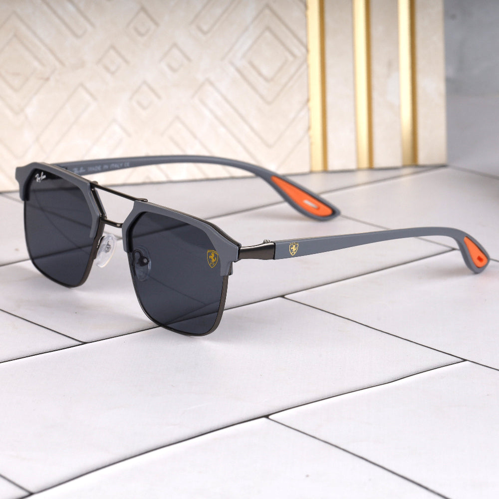 Classic Square O4 Grey-Black Sunglass with grey frame and UV 400 protection from JUO INDIA.
