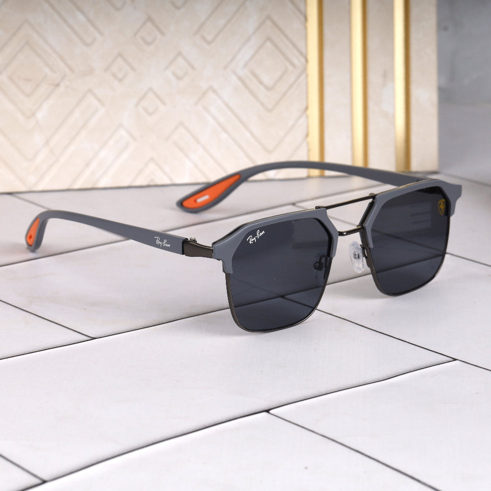 Classic Square O4 Grey-Black Sunglass with grey frame and UV 400 protection from JUO INDIA.

