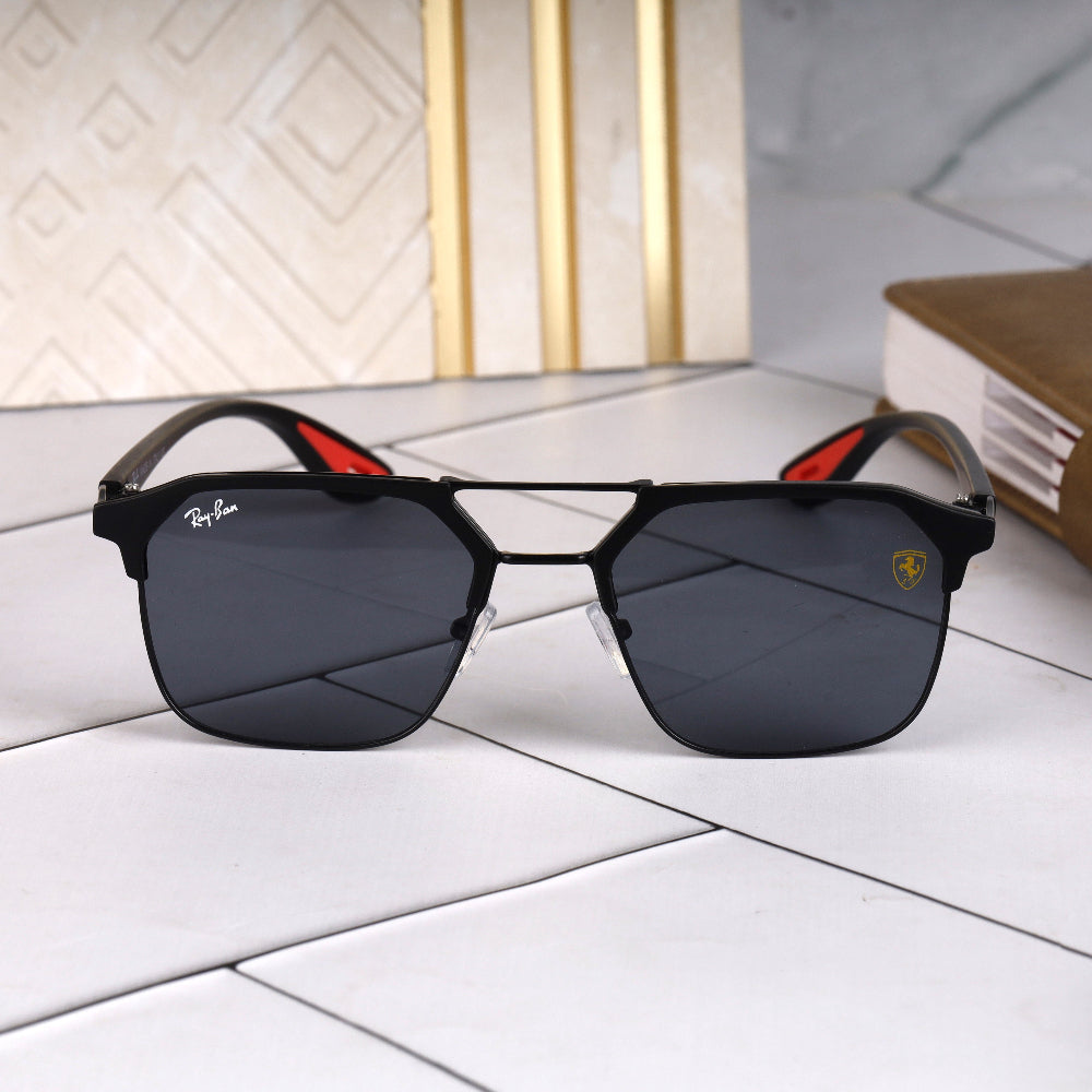 Classic Square O4 Black-Black Sunglass with black frame and UV 400 protection from JUO INDIA.
