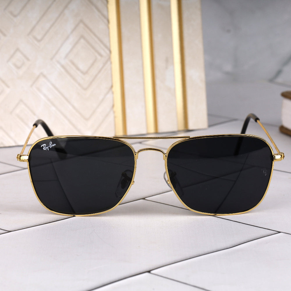 Classic Square 3136 Gold-Black Sunglass with gold frame and UV 400 protection from JUO INDIA.
