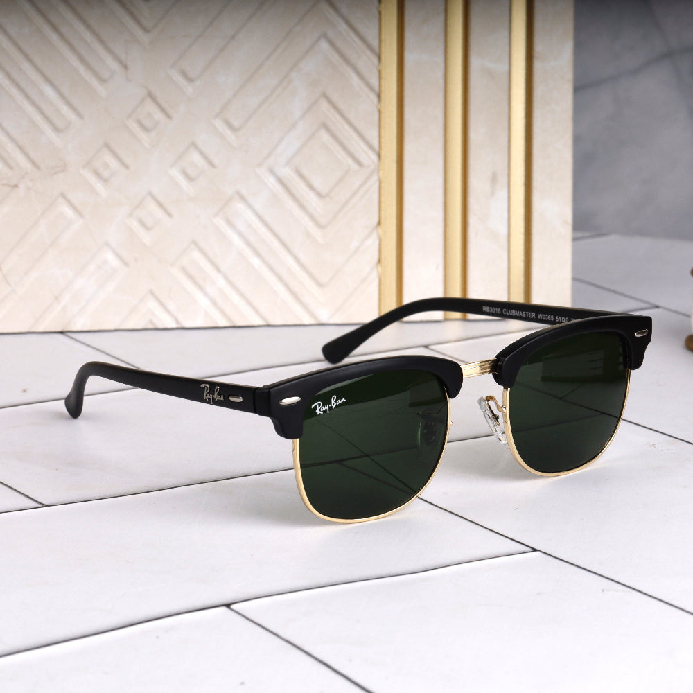 Heritage Frame 3O16 Green-Gold Sunglass with gold frame and UV 400 green lenses from JUO INDIA.
