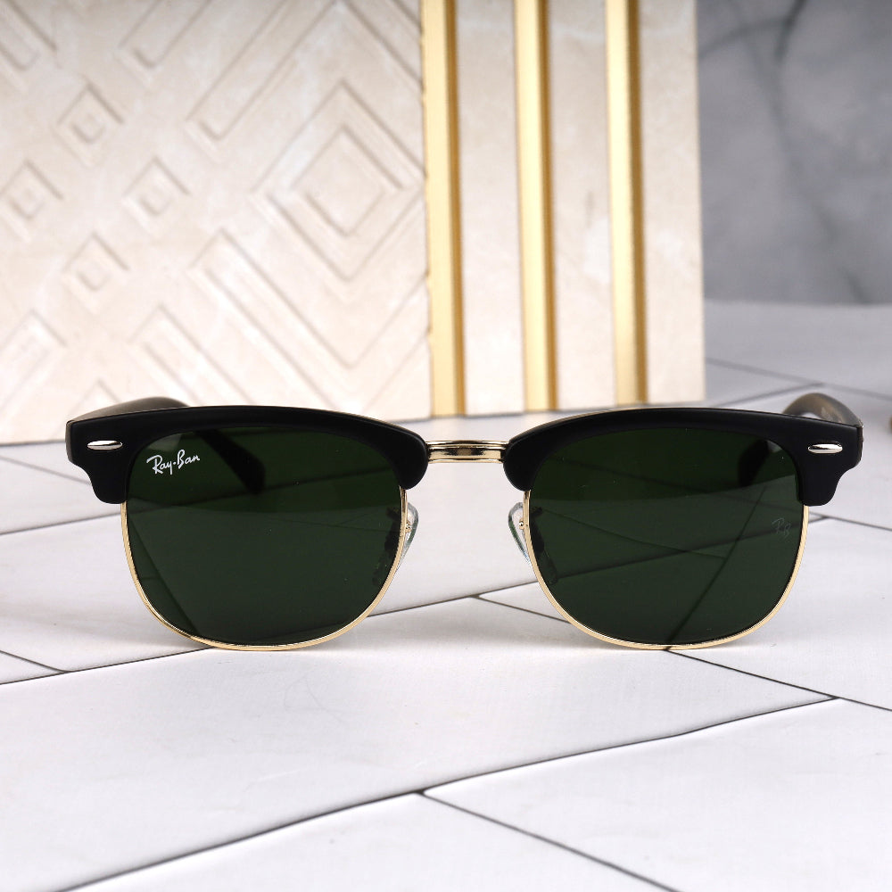 Heritage Frame 3O16 Green-Gold Sunglass with gold frame and UV 400 green lenses from JUO INDIA.
