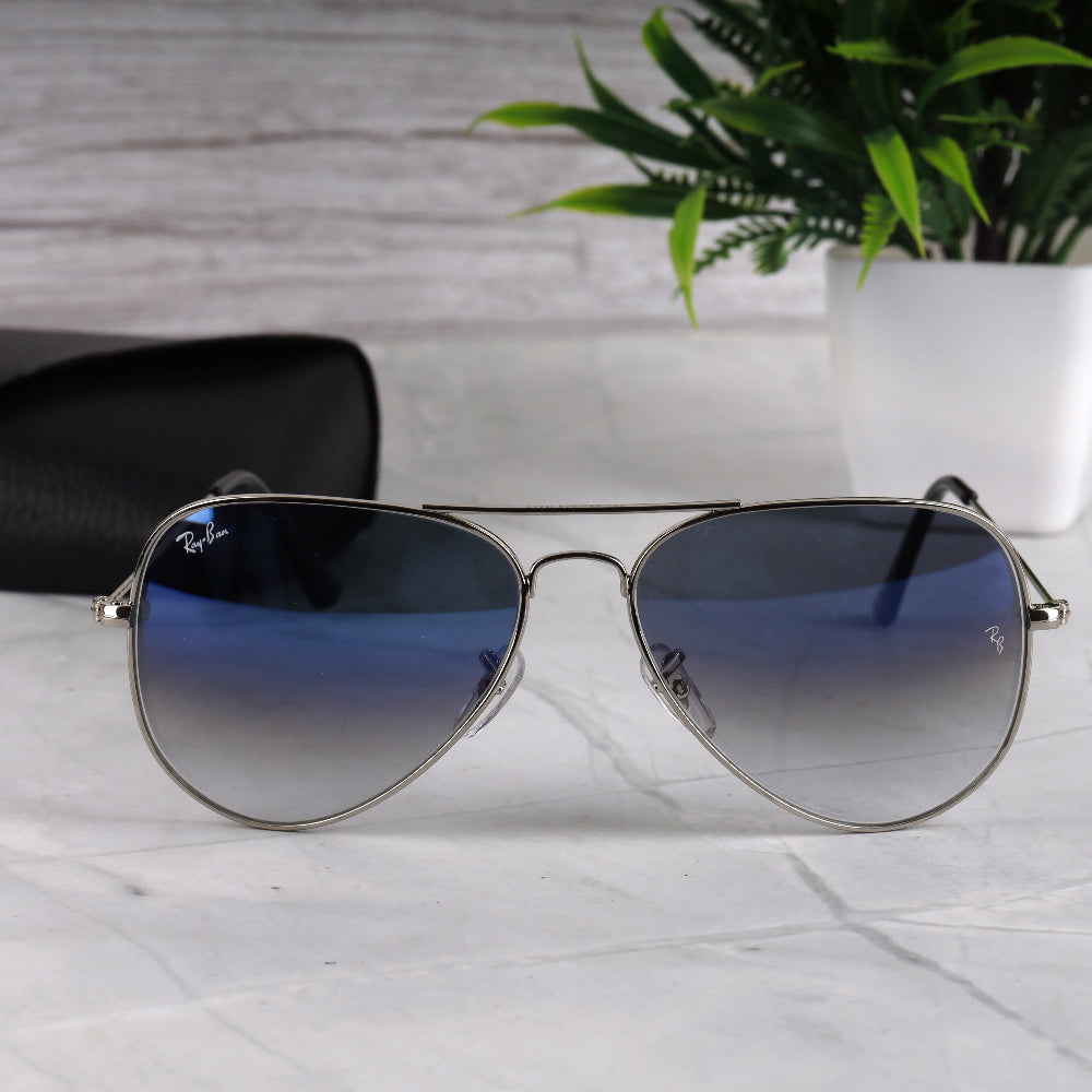 Classic Pilot 3O26 Silver-Blue DC Shade Sunglass with silver frame and UV 400 protection from JUO INDIA.
