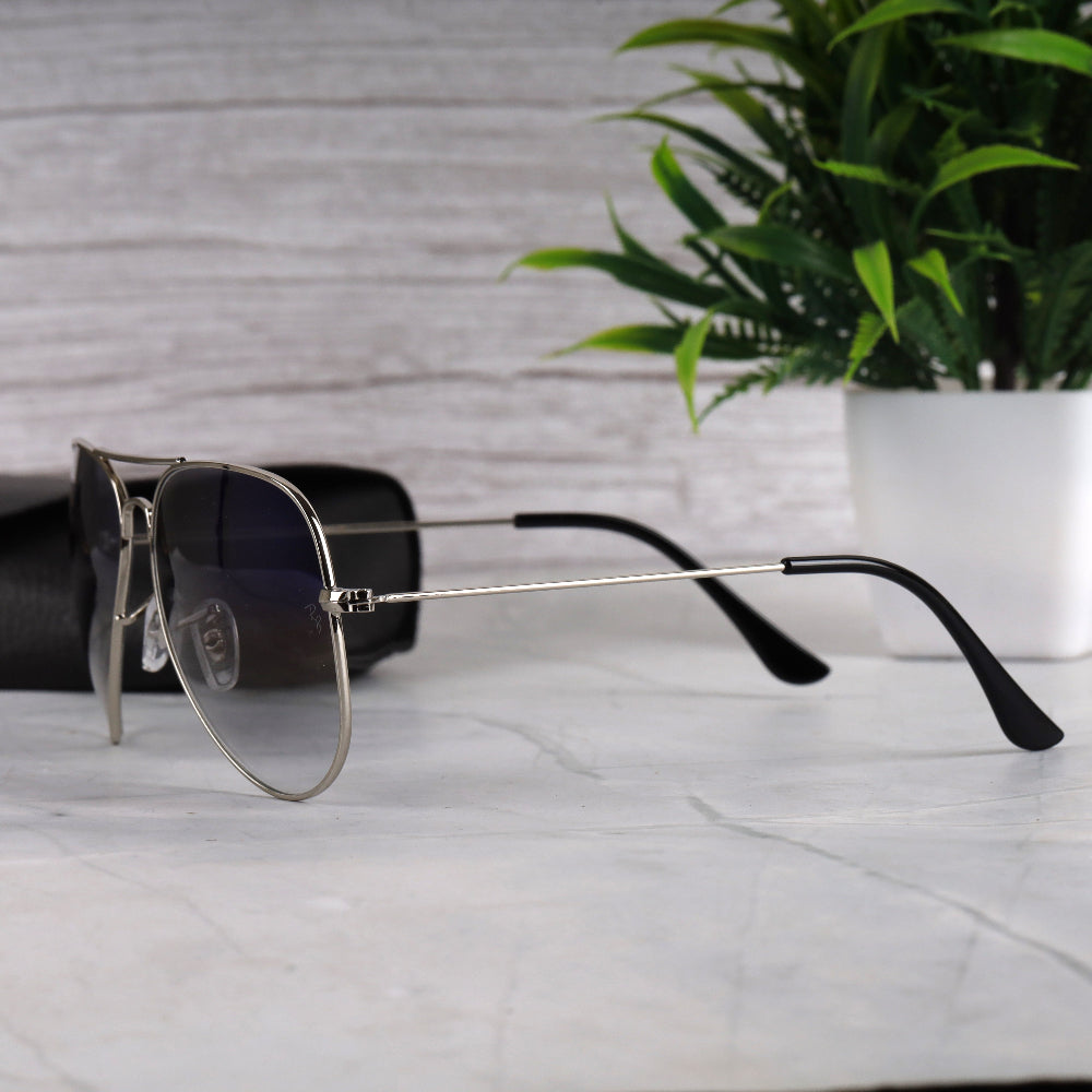 Classic Pilot 3O26 Silver-Blue DC Shade Sunglass with silver frame and UV 400 protection from JUO INDIA.

