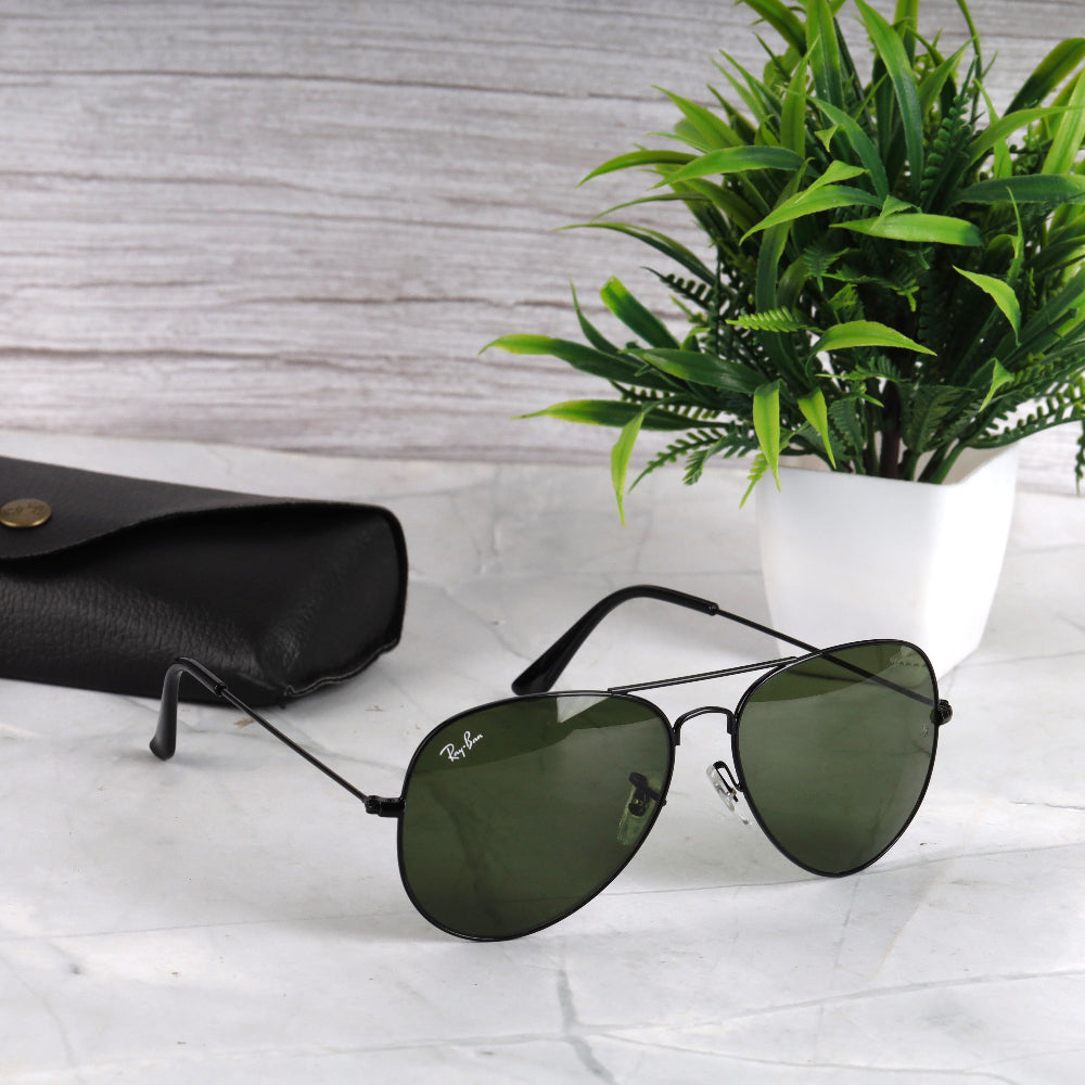 Classic Pilot 3O26 Black-Green Sunglass with black frame and UV 400 protection from JUO INDIA.
