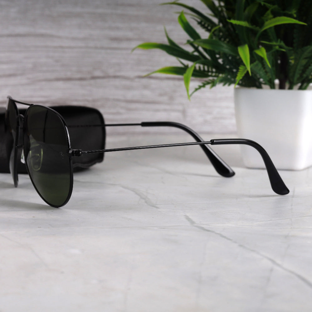 Classic Pilot 3O26 Black-Green Sunglass with black frame and UV 400 protection from JUO INDIA.
