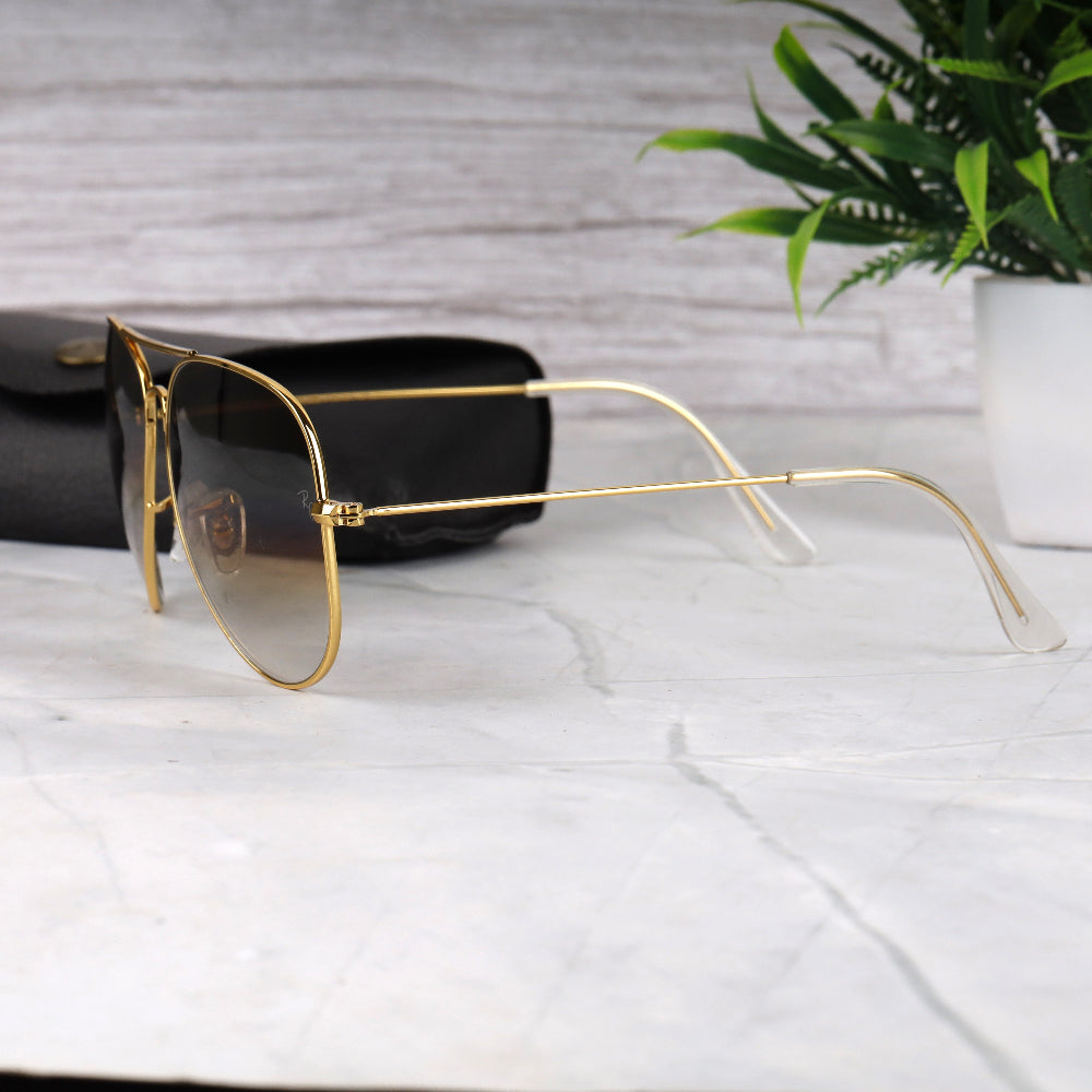Classic Pilot 3O26 Gold-Brown DC Shade Sunglass with gold frame and UV 400 protection from JUO INDIA.
