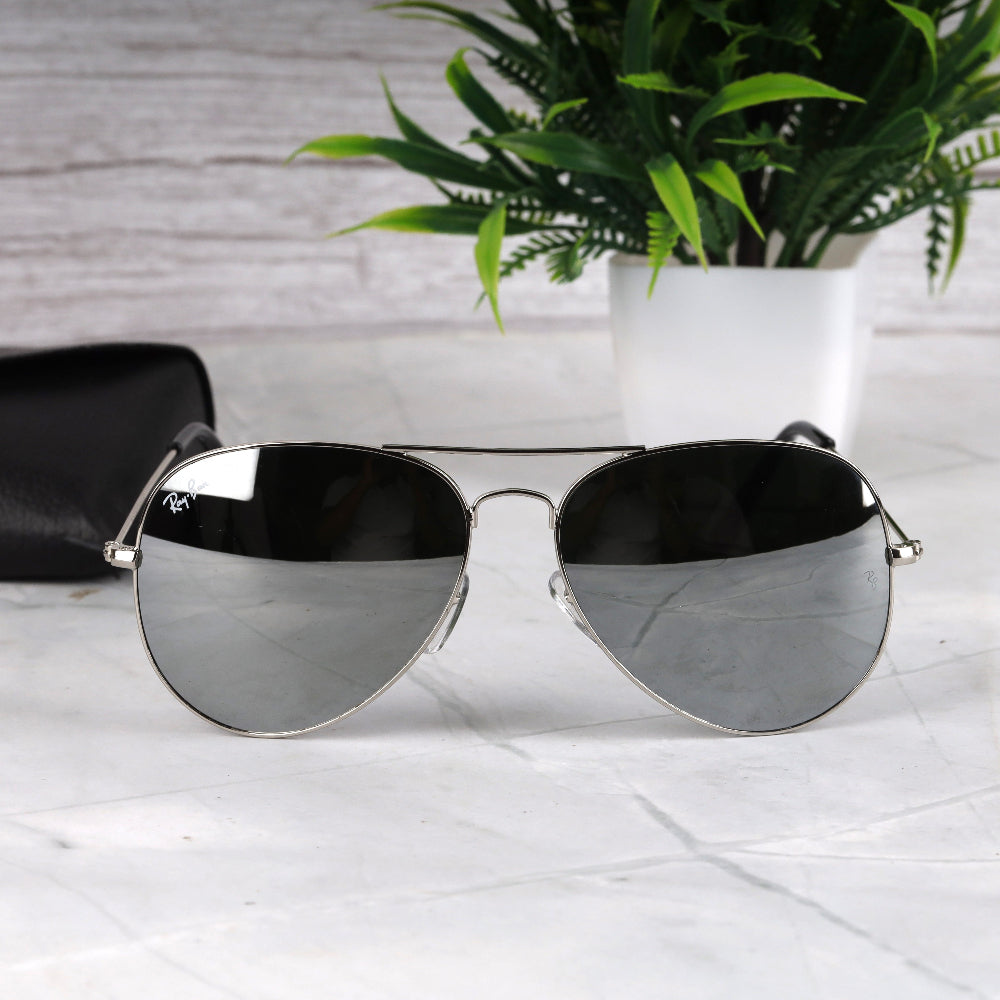 Classic Pilot 3O26 Silver-Silver Mirror Sunglass with silver frame and UV 400 mirror lenses from JUO INDIA.

