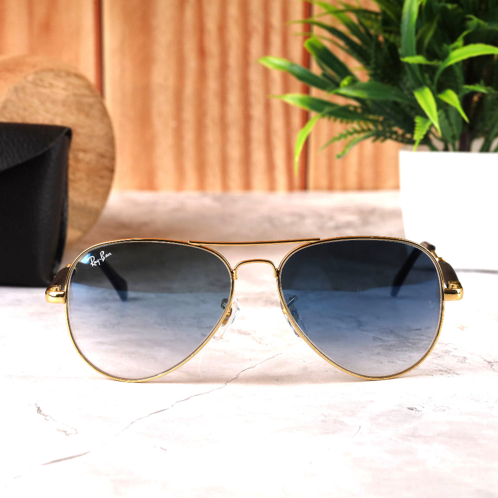 Classic Pilot 3517 Gold-Blue DC Sunglass with UV 400 protection and gold frame from JUO INDIA.

