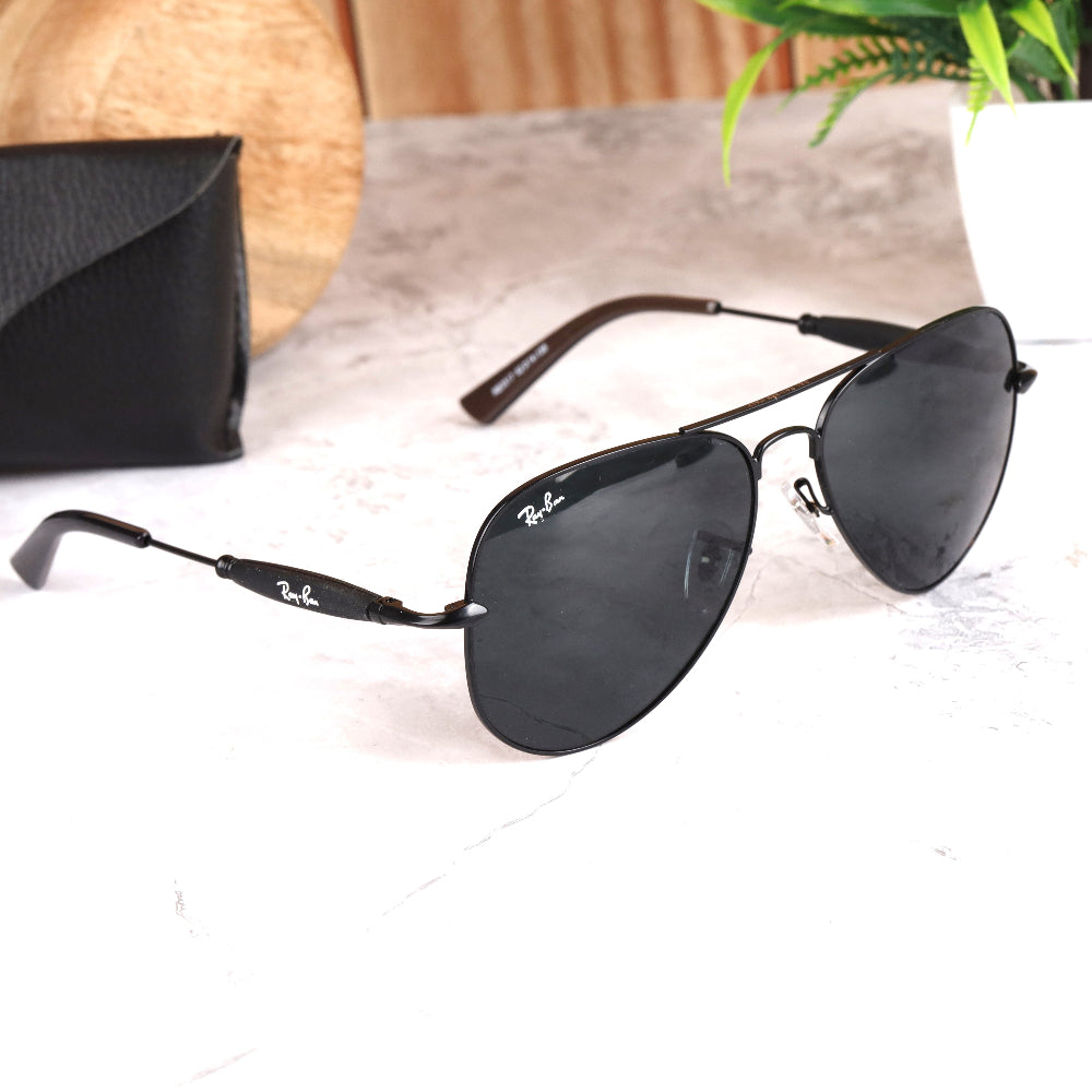 Classic Pilot 3517 Black-Black Sunglass with UV 400 protection and full black frame from JUO INDIA.

