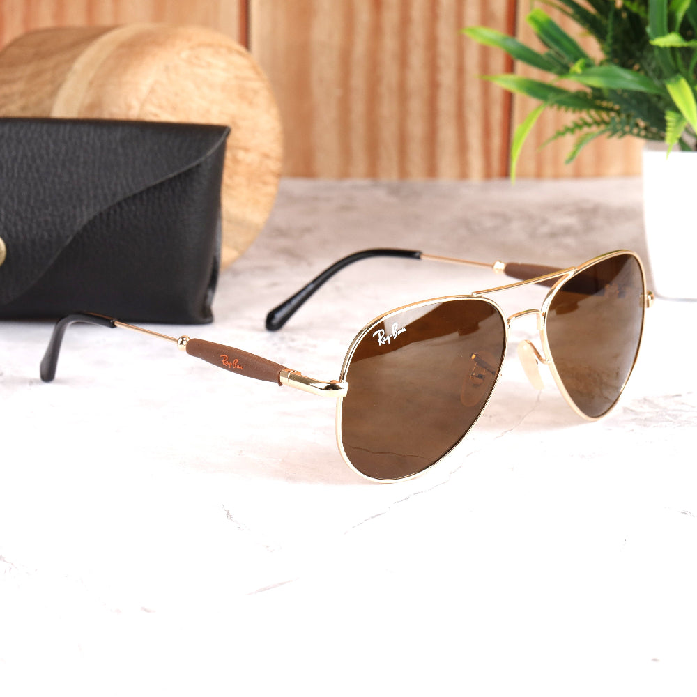 Classic Pilot 3517 Gold-Brown Sunglass with UV 400 protection and gold frame from JUO INDIA.
