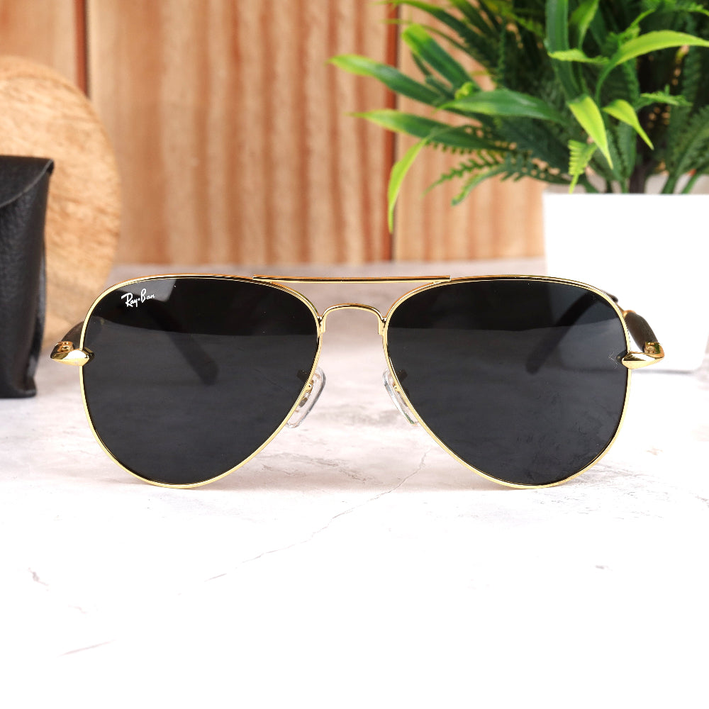 Classic Pilot 3517 Gold-Black Sunglass with UV 400 protection and gold frame from JUO INDIA.

