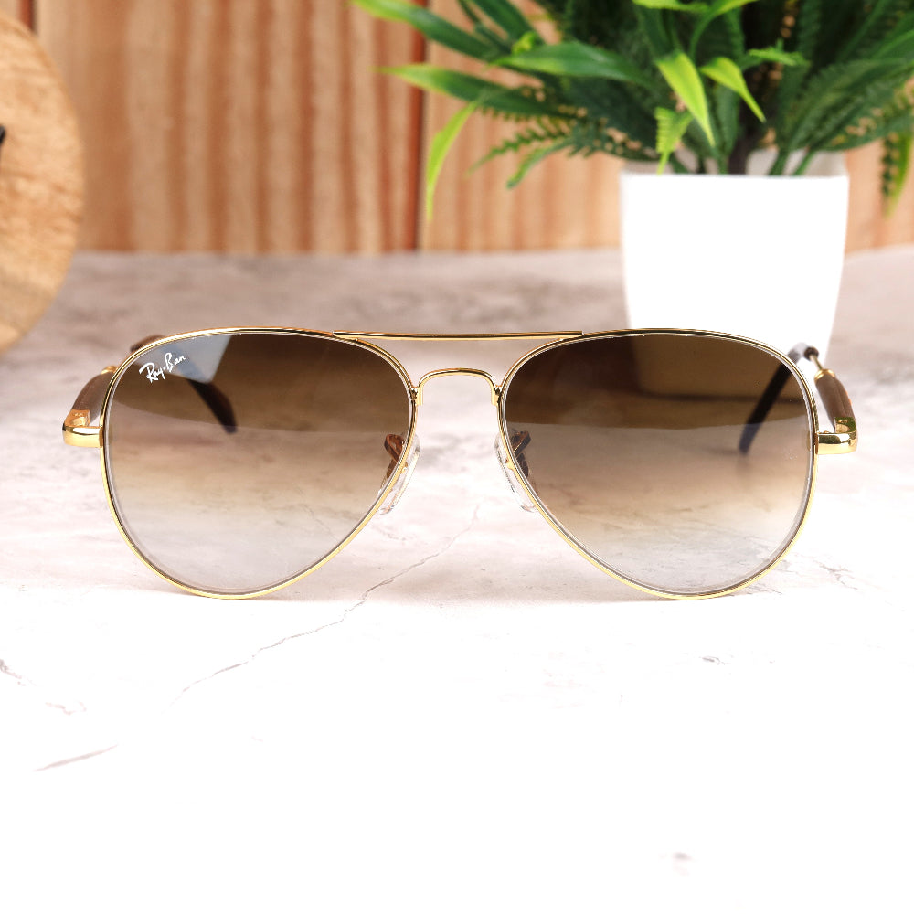Classic Pilot 3517 Gold-Brown DC Sunglass with UV 400 protection and gold frame from JUO INDIA.

