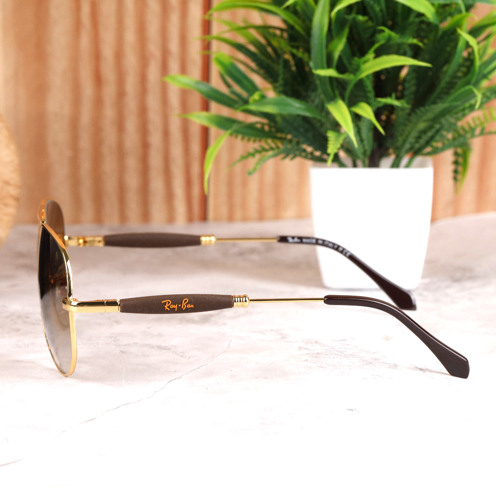Classic Pilot 3517 Gold-Brown DC Sunglass with UV 400 protection and gold frame from JUO INDIA.
