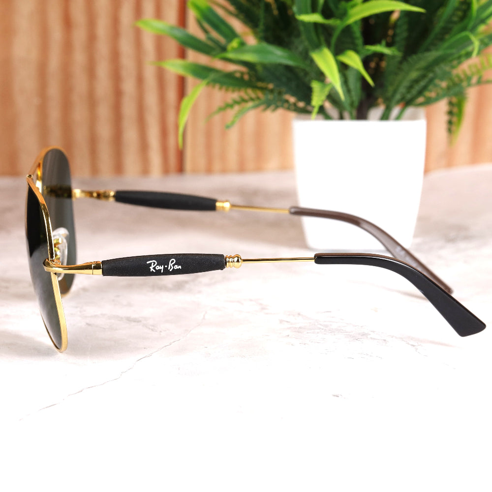 Classic Pilot 3517 Gold-Green Sunglass with UV 400 protection and gold frame from JUO INDIA.
