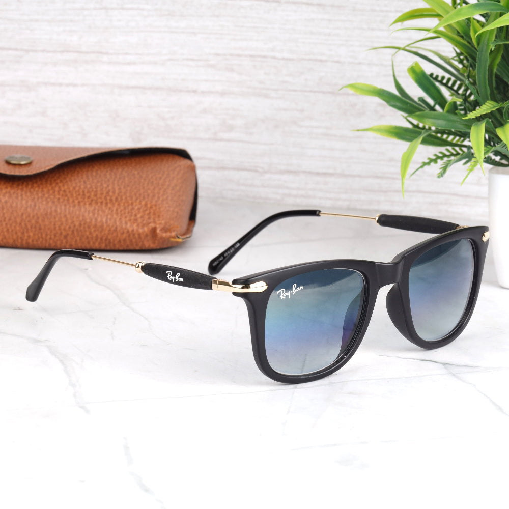 Classic Square 2148 Gold-Blue (DC Shade) Sunglass with UV 400 protection and gold frame from JUO INDIA.
