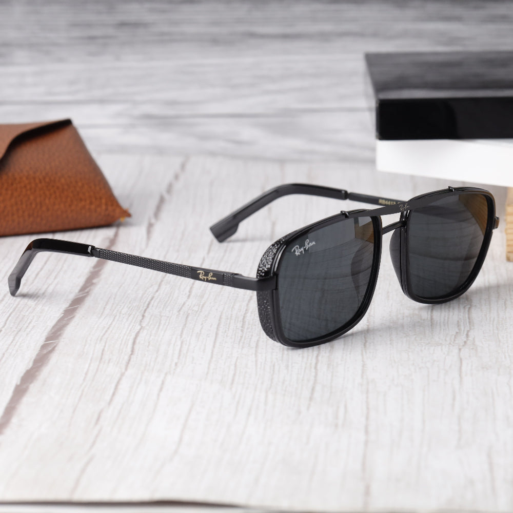 Classic Square 4413 Black-Black Sunglass with black frame and UV 400 protection from JUO INDIA.

