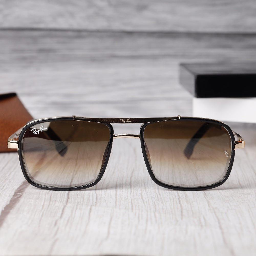 Classic Square 4413 Gold-Brown DC Sunglass with gold frame and UV 400 brown DC lenses from JUO INDIA.
