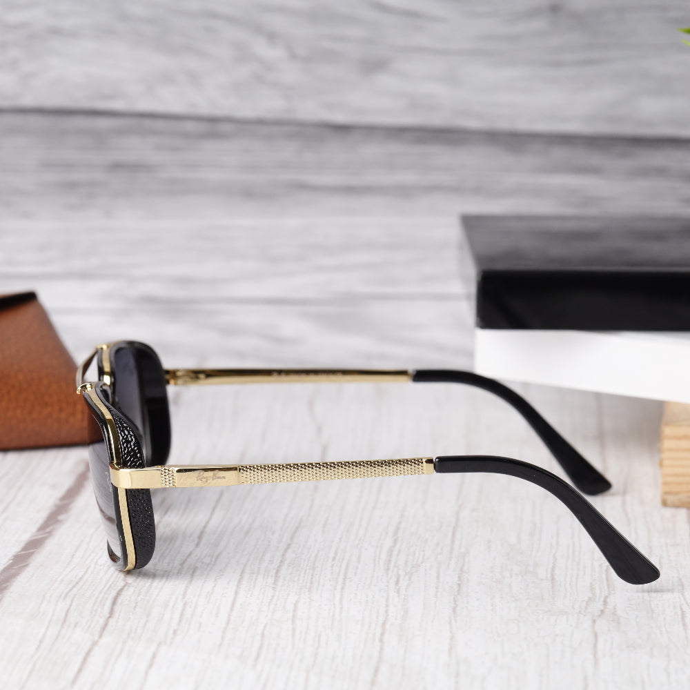 Classic Square 4413 Gold-Blue DC Sunglass with gold frame and blue dual-color lenses featuring UV 400 protection from JUO INDIA.
