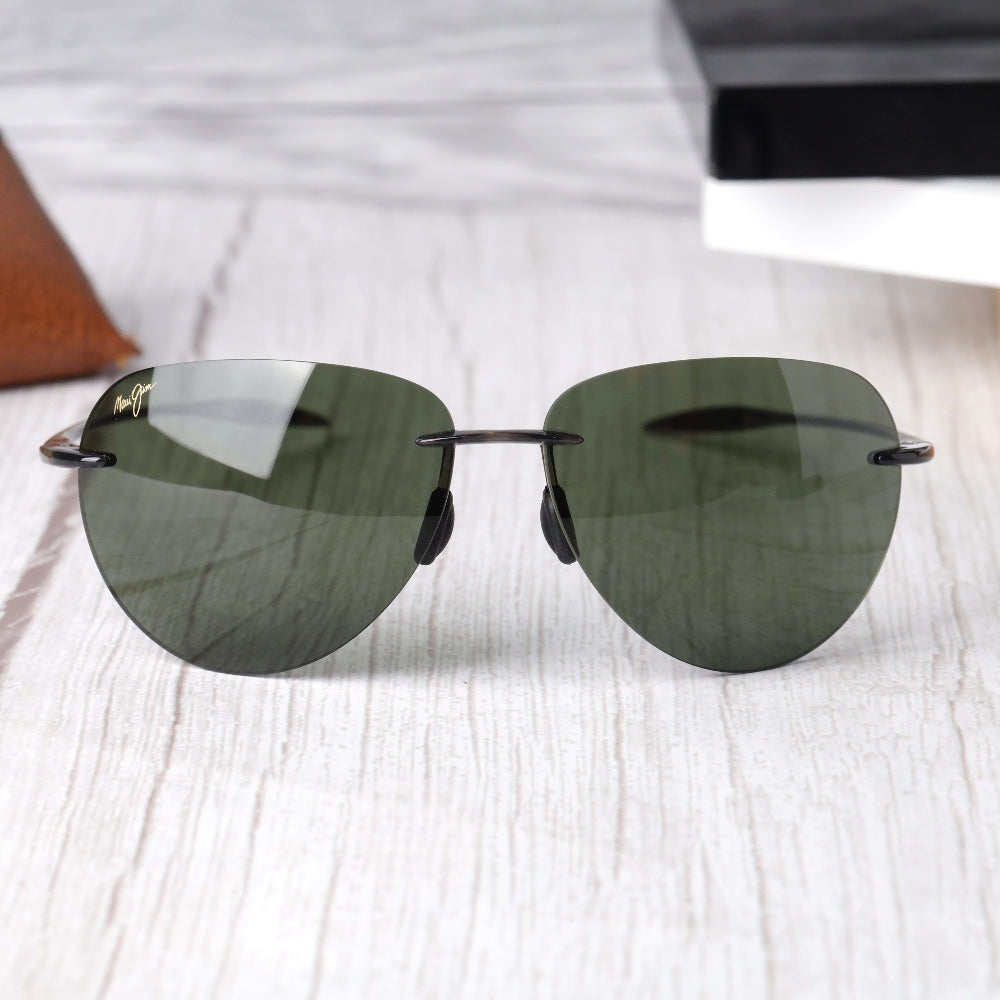 Classic Heritage Frame HT 421 Green Sunglass with green lenses and UV 400 protection from JUO INDIA.
