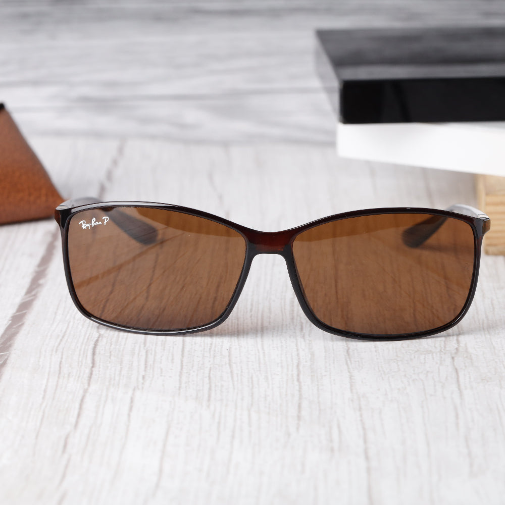 Classic Rectangle 4179 Brown-Brown Polarised Sunglass with UV 400 protection and shining brown frame from JUO INDIA.
