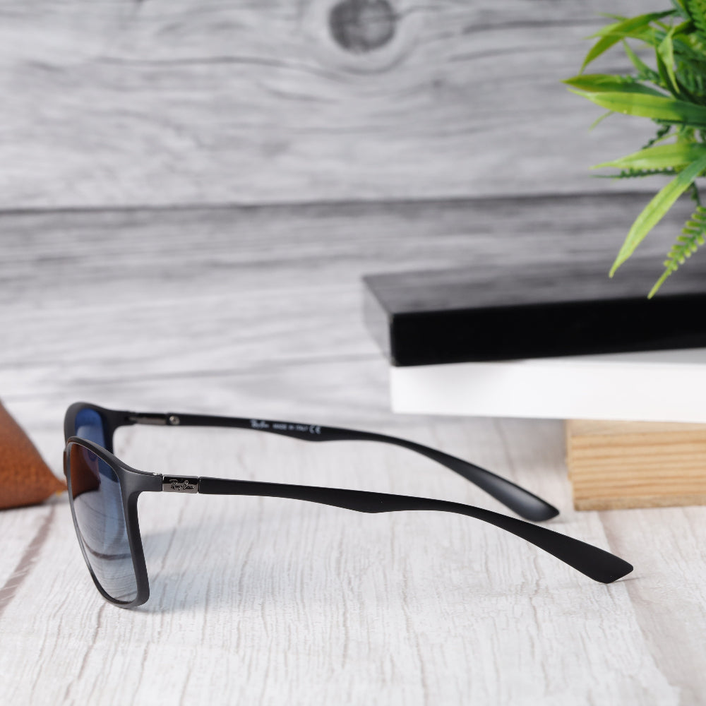 Classic Rectangle 4179 Black-Blue DC Polarised Sunglass with UV 400 protection and black frame from JUO INDIA.
