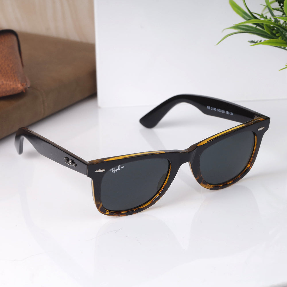 Classic Square 2140 Tortoise-Brown-Black Sunglass with UV 400 protection and tortoise frame from JUO INDIA.
