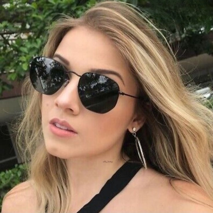 Classic Hexagonal 3548N Black-Black Sunglass with black frame and UV 400 protection from JUO INDIA.
