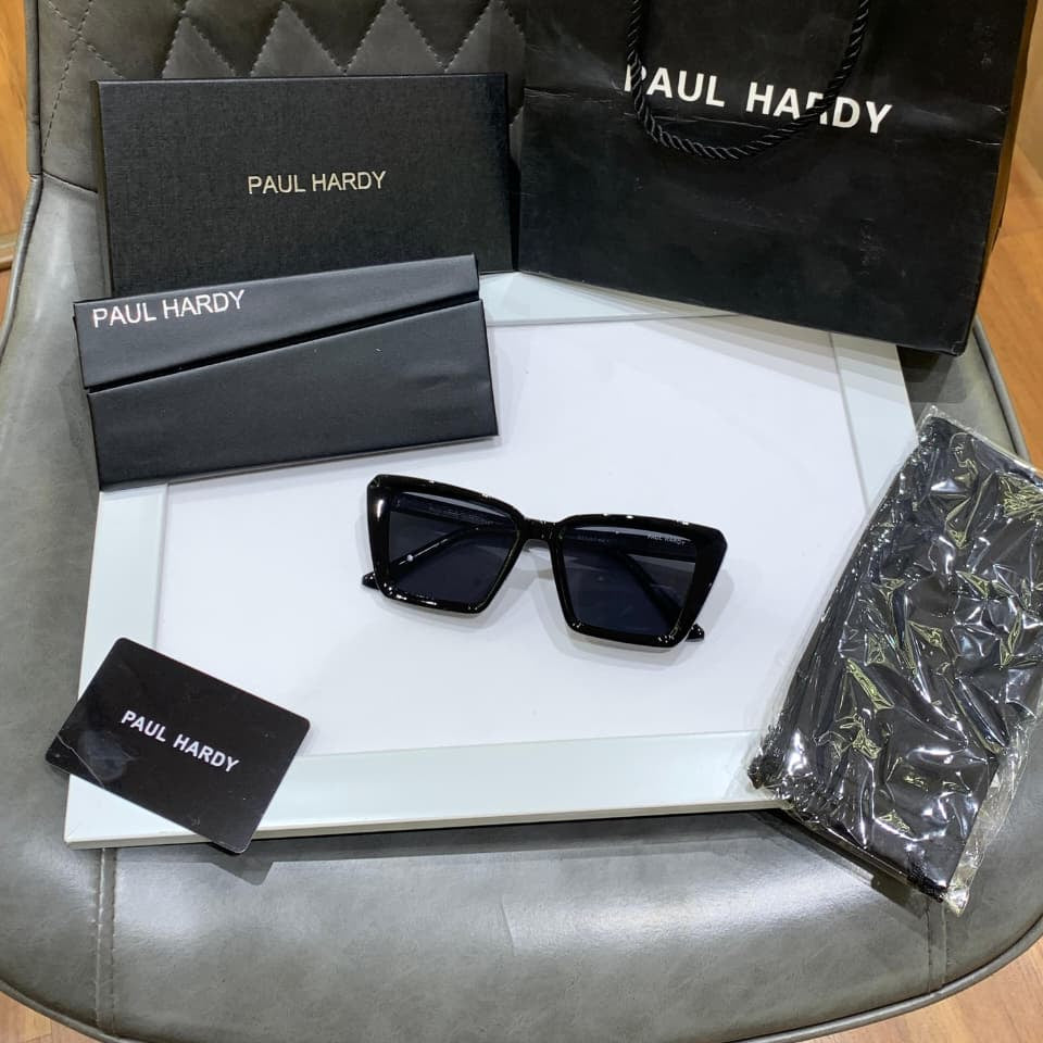Paul Hardy 3257 Black Rectangle Women Sunglass with bold frame and dark lenses