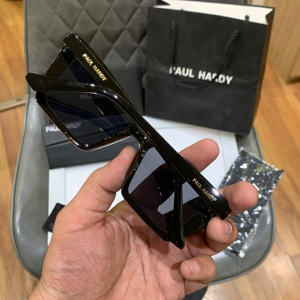 Paul Hardy 3257 Black Rectangle Women Sunglass with bold frame and dark lenses