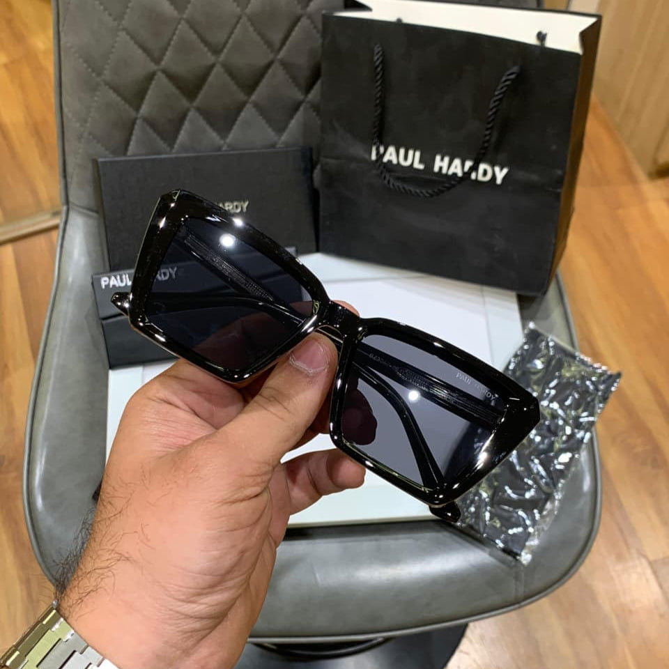 Paul Hardy 3257 Black Rectangle Women Sunglass with bold frame and dark lenses