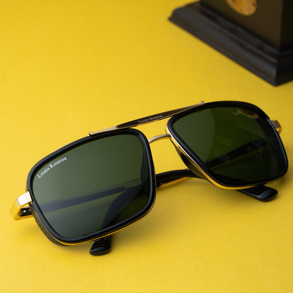 Cayenne Square Green-Gold Sunglasses
