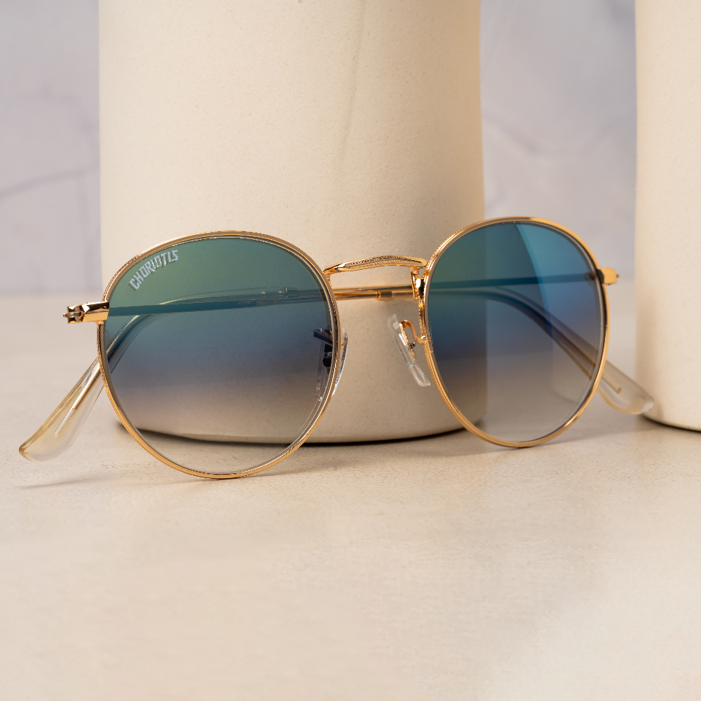 Velaryon Round Blue-Gold Sunglasses