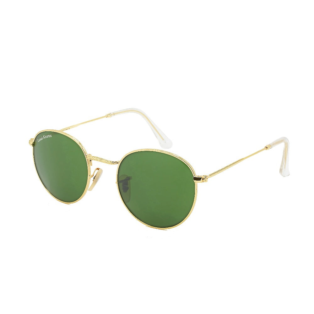 Mezage Round Green-Gold Sunglasses